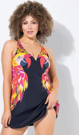 Damen Badekleid Papageien herausnehmbare Softcups recycelt