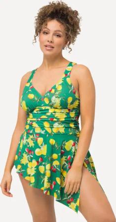 Damen Badekleid Zitronen Softcups asymmetrischer Saum