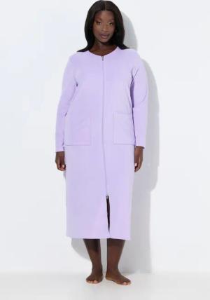 Damen Bademantel Frottee 2-Wege-Reissverschluss Langarm