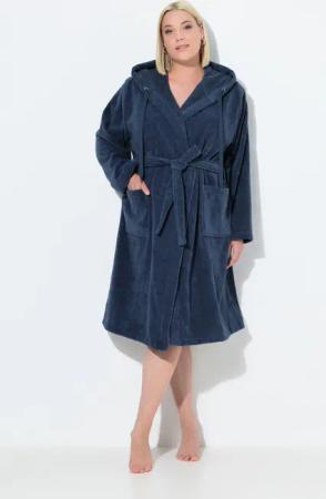 Damen Bademantel Kapuze Gürtel A-Linie Frottee