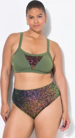 Damen Bikini-Slip HighWaist Pailletten Shaping