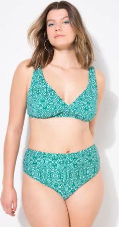 Damen Bikini Slip Panty High Waist Ikat-Print Shaping