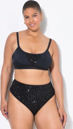 Damen Bikini-Top Softcups Pailletten Shaping