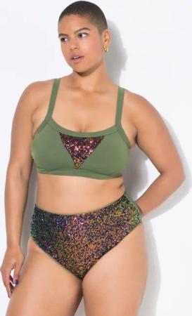 Damen Bikini-Top Softcups Pailletten Shaping