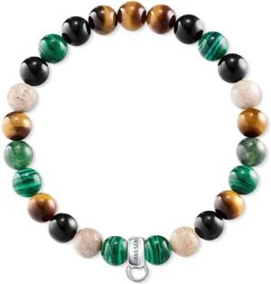 Damen Charm-Armband aus 925er Silber, Edelsteinperlen