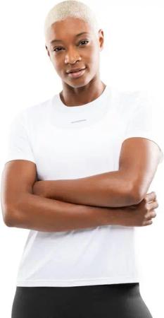 Damen Fitness kurzärmeliges lauf-t-shirt Singapore White Weiß