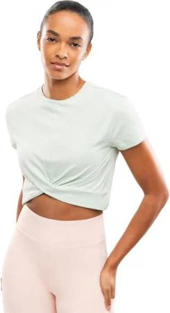 Damen Fitness sport-t-shirt twist-detail Space Green Grün