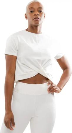 Damen Fitness sport-t-shirt twist-detail Space White Weiß
