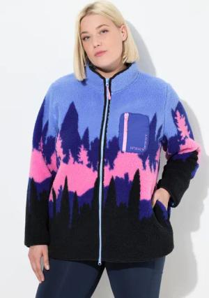 Damen Fleecejacke Berge Stehkragen 2-Wege-Zipper