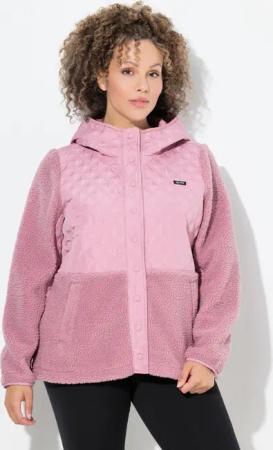 Damen Fleecejacke Stepp Kapuze Druckknöpfe