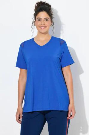 Damen Funktionsshirt Mesh-Einsatz V-Ausschnitt Halbarm