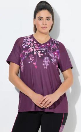 Damen Funktionsshirt Mesh-Einsätze V-Ausschnitt Halbarm