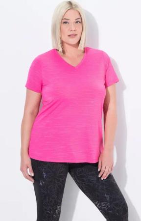 Damen Funktionsshirt Mesheinsätze V-Ausschnitt Halbarm