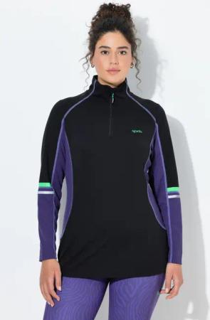 Damen Funktionsshirt Slim Stehkragen Zipper Langarm