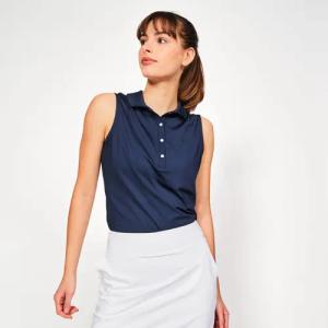 Damen Golf Poloshirt ärmellos - WW500 marineblau