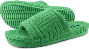 Damen home*frottee Slides Smaragdgrün