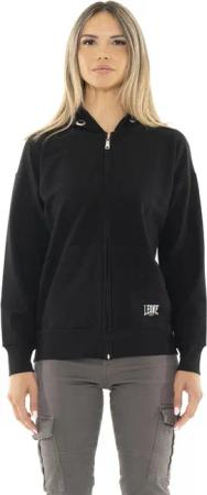 Damen-Kapuzenpullover mit durchgehendem Reißverschluss, schwarzer Ring