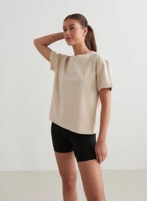 Damen Kurzarm T-Shirt Creme