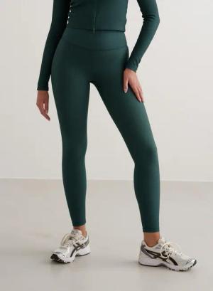 Damen Leggings Gerippt Schnelltrocknend Dunkelgrün