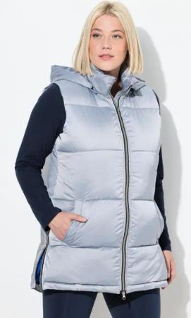 Damen Long-Steppweste wasserabweisend Kapuze abnehmbar