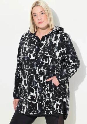 Damen Longpullover Teddyfleece Kapuze Langarm