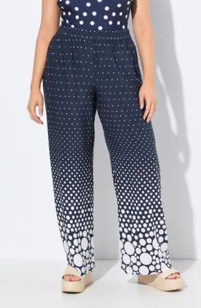 Damen Palazzohose Punkte weites gerades Bein Elastikbund