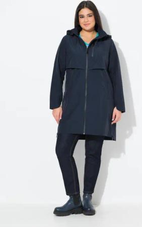 Damen Parka Zipper-Seitenschlitze Kapuze Zipptaschen