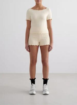 Damen Shorts Strukturiert Feuchtigkeitsableitend Mandel Weiß