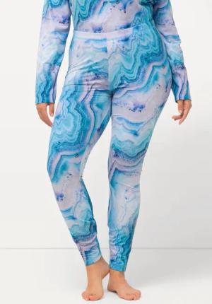 Damen Ski-Funktionsleggings Marmormuster recycelt