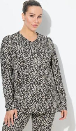 Damen Ski-Funktionsshirt Leomuster V-Ausschnitt Langarm