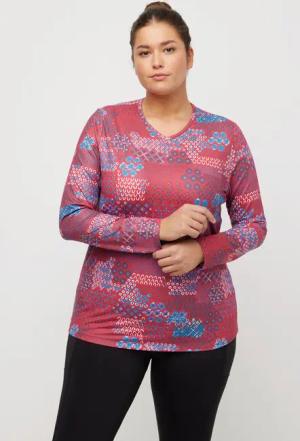 Damen Skishirt bedruckt V-Ausschnitt Langarm Loop