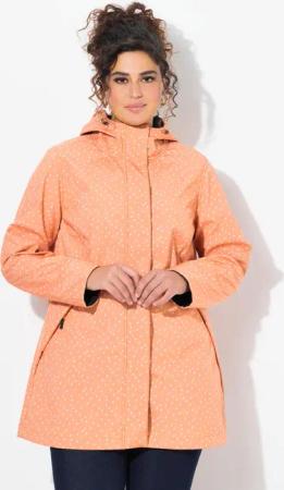 Damen Softshell-Longjacke wasserdicht Regentropfen-Muster Kapuze