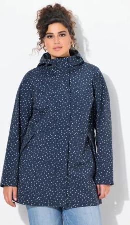 Damen Softshell-Longjacke wasserdicht Regentropfen-Muster Kapuze