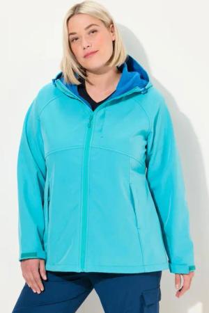 Damen Softshelljacke Kapuze Zipptaschen Klettriegel