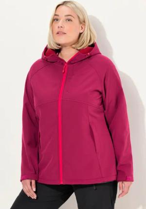 Damen Softshelljacke Kapuze Zipptaschen Klettriegel