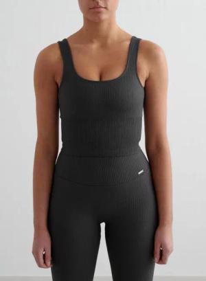 Damen Sport-BH Gerippt Nahtlos Bralette Dunkelgrau