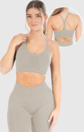 Damen Sport BH Solid Scrunch Taupe