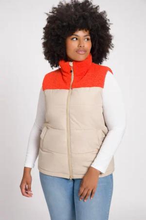 Damen Steppweste Teddyfleece Stehkragen 2-Wege-Zipper