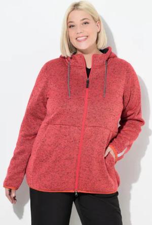 Damen Strickfleece-Jacke Teddyfleece 2-Wege-Zipper Reflektor