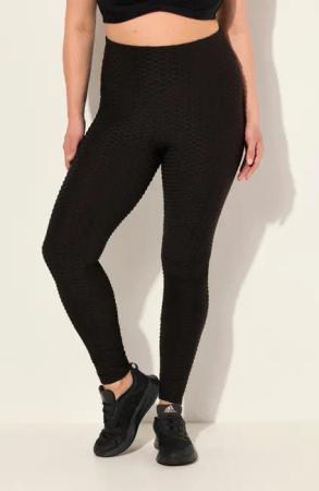 Damen Struktur-Sportleggings High Waist breiter Elastikbund