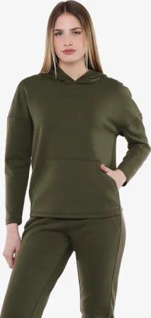 Damen-Sweatshirt in Militärgrün aus synthetischem Material für Fitness