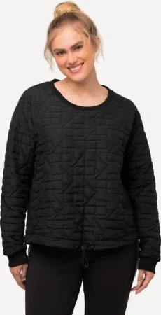 Damen Sweatshirt Steppmuster Saumband Rundhals Langarm