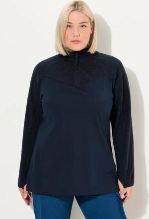 Damen Sweatshirt Stretch Teddyfleece Troyerkragen Langarm