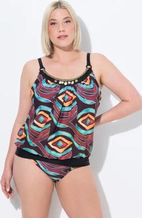 Damen Tankini Softcups Elastiksaum Träger verstellbar recycelt