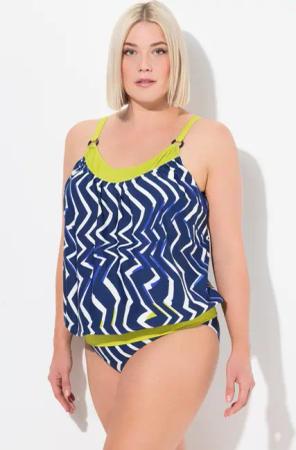 Damen Tankini Zacken Softcups Elastiksaum Träger verstellbar