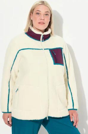 Damen Teddy-Fleecejacke Stehkragen 2-Wege-Zipper