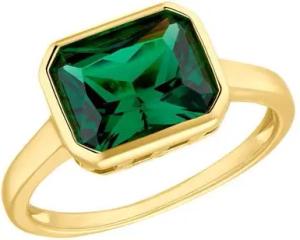 Damenring aus vergoldetem 925er Silber, Zirkonia, grün