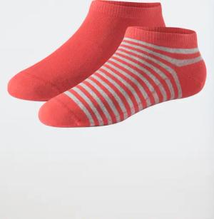 Damensneaker Doppelpack Organic Cotton rot/gestreift - 95/5 35/38