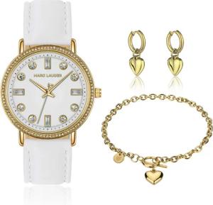 Damenuhr aus Leder mit Krokodil-Prägung Marc Lauder Paris