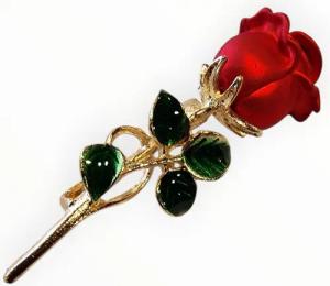 Dark-Desires Brosche Süße vintage Look Brosche rote Rose, Damen Brosche vintage Accesssoire retro Anstecknadel